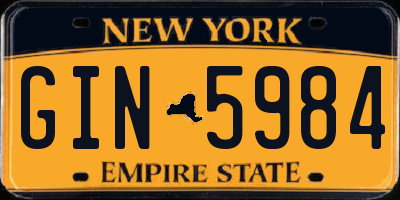 NY license plate GIN5984