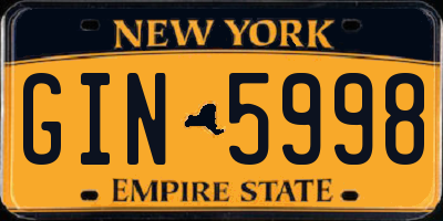 NY license plate GIN5998