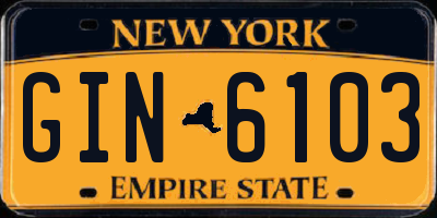 NY license plate GIN6103