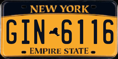 NY license plate GIN6116