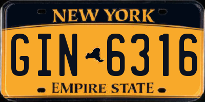 NY license plate GIN6316