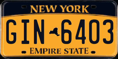 NY license plate GIN6403