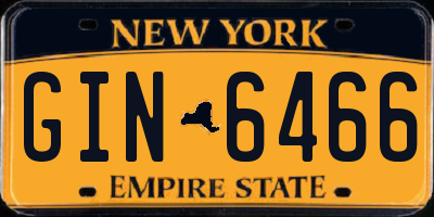 NY license plate GIN6466
