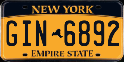 NY license plate GIN6892