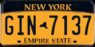 NY license plate GIN7137