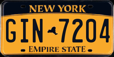 NY license plate GIN7204