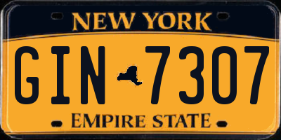 NY license plate GIN7307