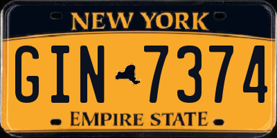 NY license plate GIN7374