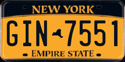 NY license plate GIN7551