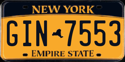 NY license plate GIN7553