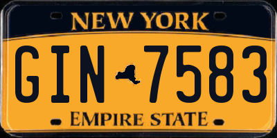NY license plate GIN7583