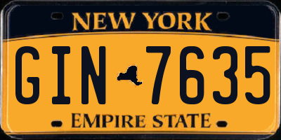NY license plate GIN7635