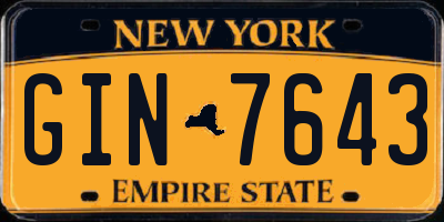 NY license plate GIN7643