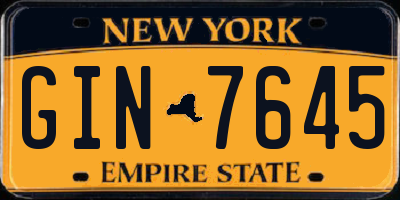 NY license plate GIN7645