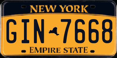 NY license plate GIN7668