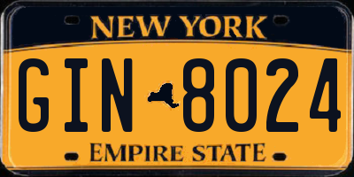 NY license plate GIN8024