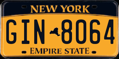 NY license plate GIN8064