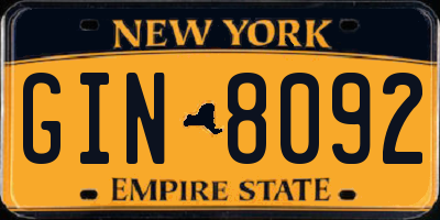 NY license plate GIN8092