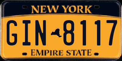 NY license plate GIN8117