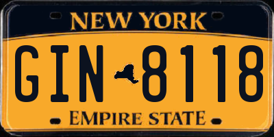 NY license plate GIN8118