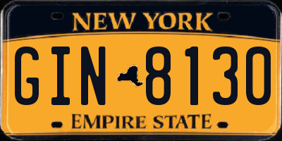 NY license plate GIN8130