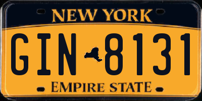 NY license plate GIN8131