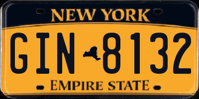 NY license plate GIN8132