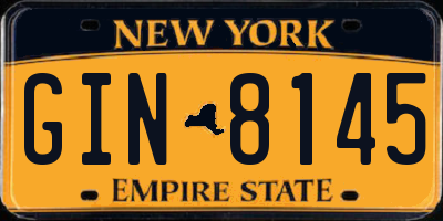 NY license plate GIN8145