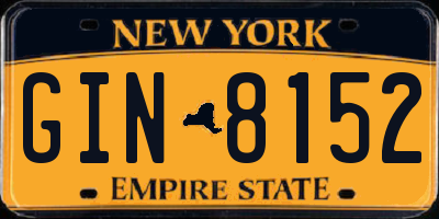 NY license plate GIN8152