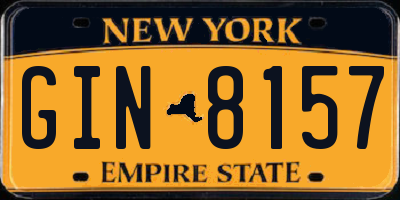 NY license plate GIN8157
