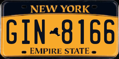 NY license plate GIN8166