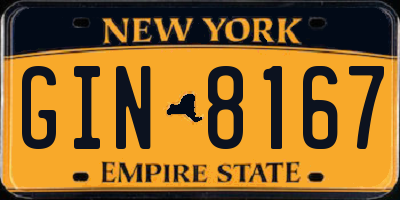 NY license plate GIN8167