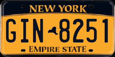 NY license plate GIN8251
