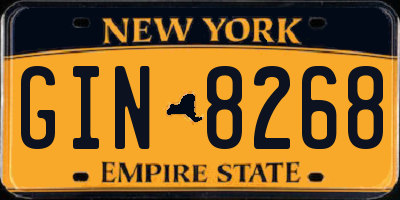 NY license plate GIN8268