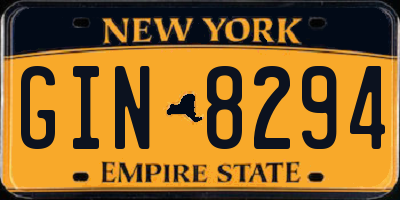 NY license plate GIN8294
