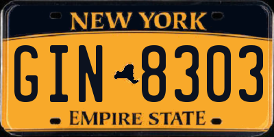 NY license plate GIN8303