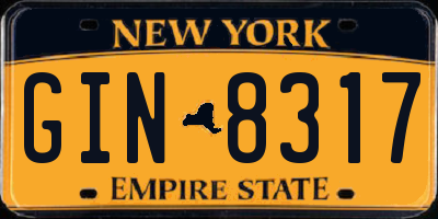 NY license plate GIN8317