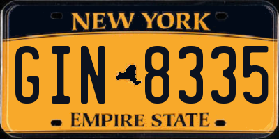 NY license plate GIN8335