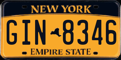 NY license plate GIN8346