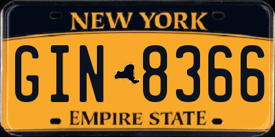 NY license plate GIN8366
