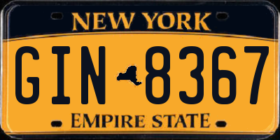 NY license plate GIN8367
