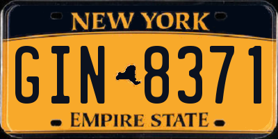 NY license plate GIN8371