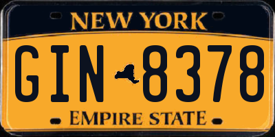 NY license plate GIN8378