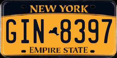 NY license plate GIN8397