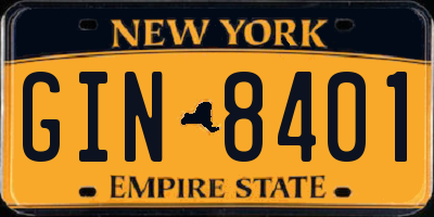 NY license plate GIN8401