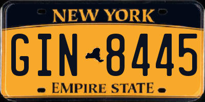 NY license plate GIN8445