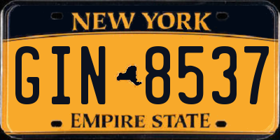 NY license plate GIN8537