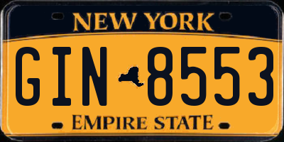 NY license plate GIN8553