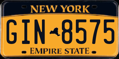 NY license plate GIN8575