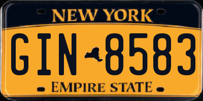 NY license plate GIN8583